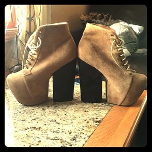 Jeffrey Campbell Freda Shoes Black & Tan Suede 11